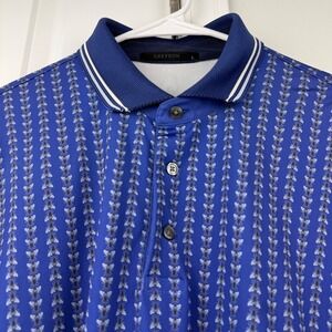 Greyson‎ Blue Sugar Bee Print Polo Shirt Large Performance Golf Stretch Sporty